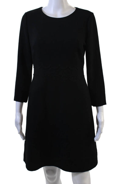 Banana Republic Women A-Line Black Midi Dress 3/4 Sleeve Size 2