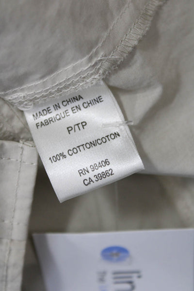Theory Women Collared 100% Cotton Beige Button-Up Long Sleeve Solid Size 0P