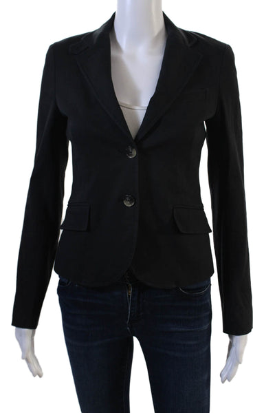 Theory Women Black Collared Button Blazer Long Sleeve Cotton Blend Size 4