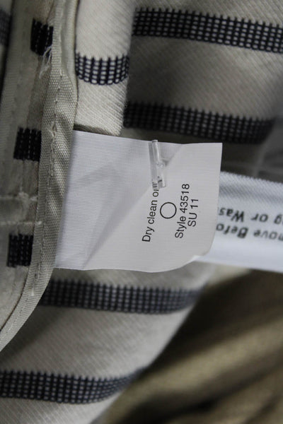 J Crew Women Striped Beige 3/4 Sleeve Blouse Nautical Round Neck Size 0