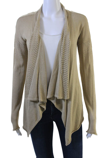 Premise Womens Beige Viscose Acrylic Bohemian Cardigan Long Sleeve Size S