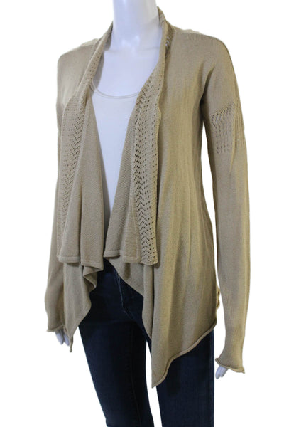 Premise Womens Beige Viscose Acrylic Bohemian Cardigan Long Sleeve Size S