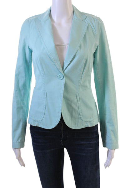 J Crew Womens Light Blue 100% Cotton Collared Button Blazer Long Sleeve Size XS