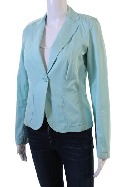 J Crew Womens Light Blue 100% Cotton Collared Button Blazer Long Sleeve Size XS
