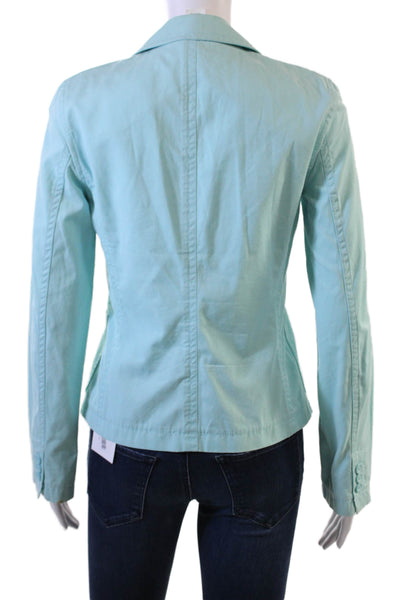 J Crew Womens Light Blue 100% Cotton Collared Button Blazer Long Sleeve Size XS