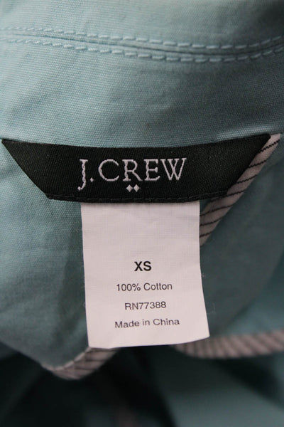 J Crew Womens Light Blue 100% Cotton Collared Button Blazer Long Sleeve Size XS