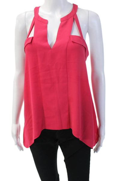 BCBGMAXAZRIA Womens Red V-Neck Sleeveless Tank 100% Polyester Size XS