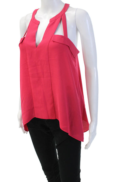 BCBGMAXAZRIA Womens Red V-Neck Sleeveless Tank 100% Polyester Size XS