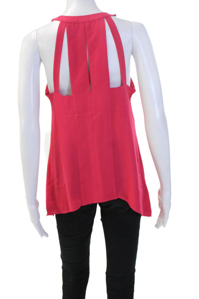 BCBGMAXAZRIA Womens Red V-Neck Sleeveless Tank 100% Polyester Size XS