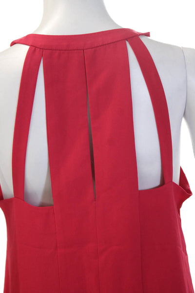 BCBGMAXAZRIA Womens Red V-Neck Sleeveless Tank 100% Polyester Size XS
