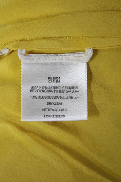 BCBGMAXAZRIA Women Silk Yellow Sleeveless Tank Solid Designer Size XS