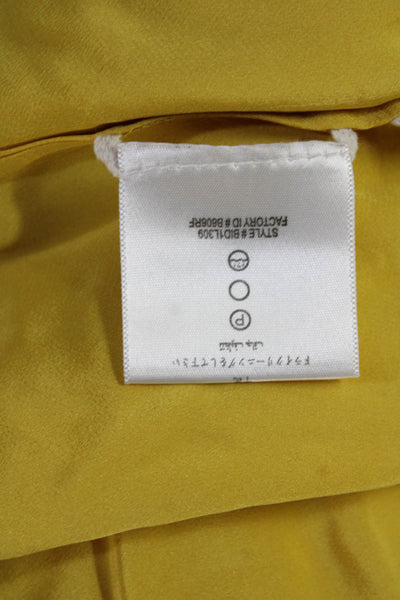 BCBGMAXAZRIA Women Silk Yellow Sleeveless Tank Solid Designer Size XS