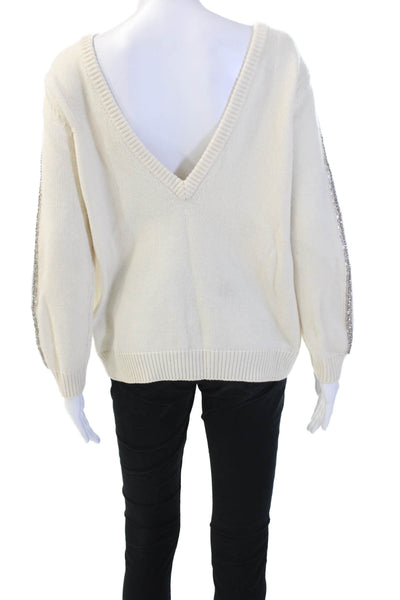 Ba&Sh Women Beige 90% Wool 10% Cashmere Pullover V-Neck Long Sleeve Size 6