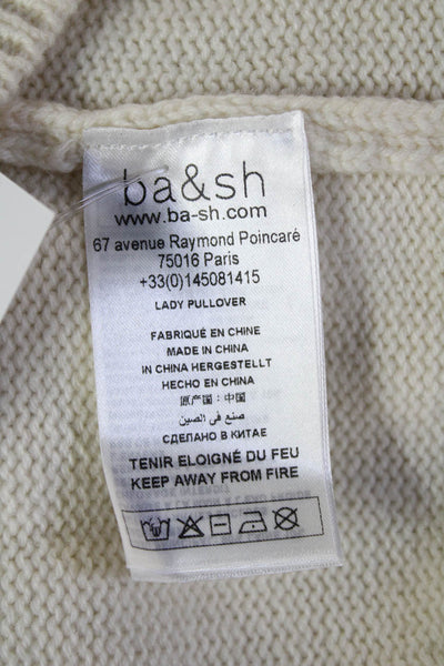 Ba&Sh Women Beige 90% Wool 10% Cashmere Pullover V-Neck Long Sleeve Size 6