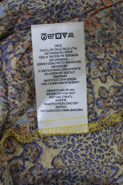 Free People Women Peasant Flare Mini Skirt Blue Floral 100% Viscose Size 40
