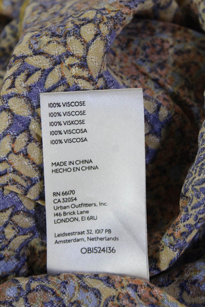 Free People Women Peasant Flare Mini Skirt Blue Floral 100% Viscose Size 40