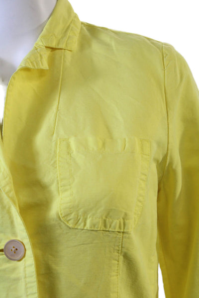 J Crew Womens Yellow Linen-Cotton Collared Button Blazer Long Sleeve Size 2