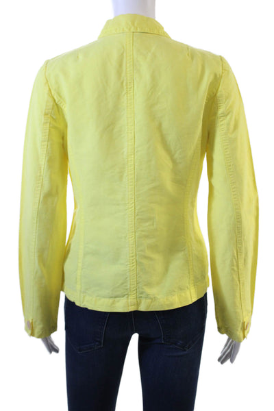 J Crew Womens Yellow Linen-Cotton Collared Button Blazer Long Sleeve Size 2