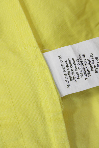J Crew Womens Yellow Linen-Cotton Collared Button Blazer Long Sleeve Size 2