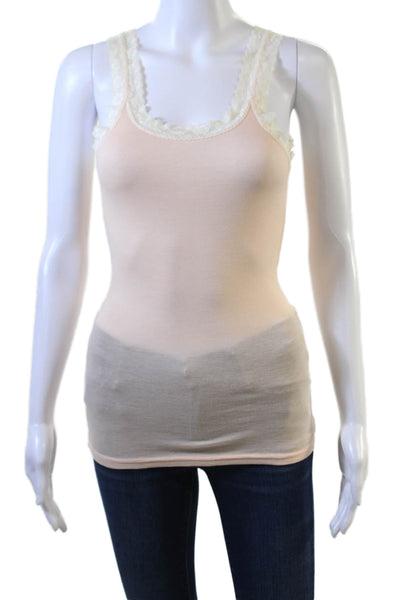 Michael Stars Women Tank White Scoop Neck Sleeveless Cotton Modal Size One Size