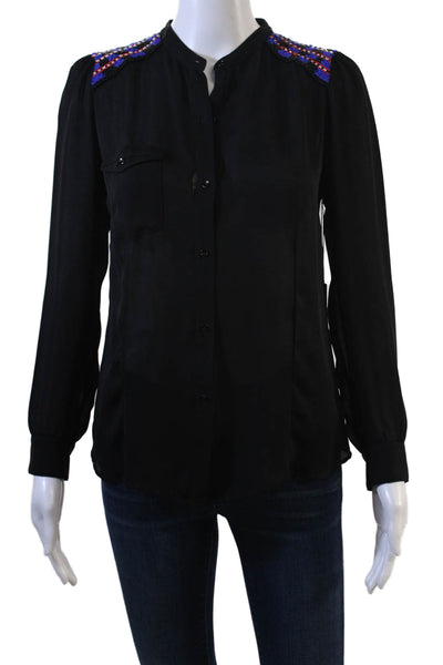 Joes Women Maternity Button-Up Blouse Black Aztec Long Sleeve Size S