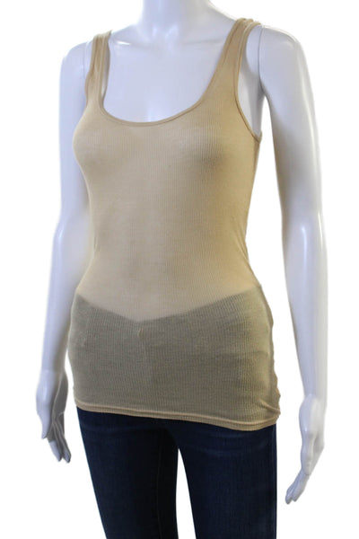 Michael Stars Women Basic Sleeveless Tank Beige Round Neck Size One Size