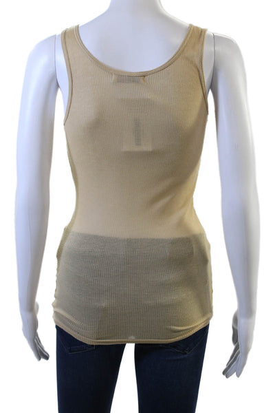 Michael Stars Women Basic Sleeveless Tank Beige Round Neck Size One Size