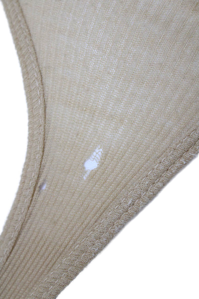 Michael Stars Women Basic Sleeveless Tank Beige Round Neck Size One Size