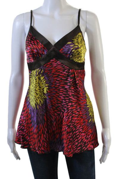 Trina Turk Women Black Graphic V-Neck Camisole Size M