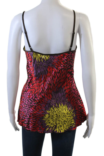 Trina Turk Women Black Graphic V-Neck Camisole Size M