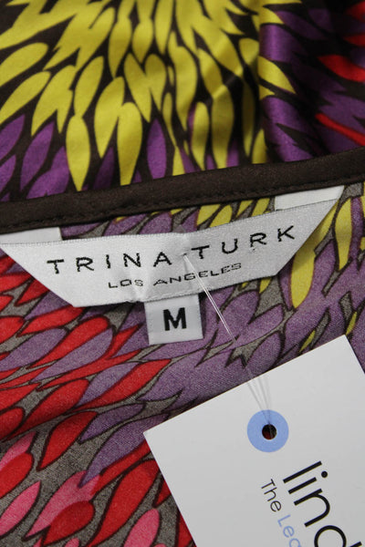 Trina Turk Women Black Graphic V-Neck Camisole Size M