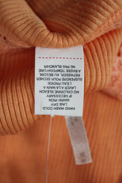 Free People Women Camisole Orange Cotton Square Neck Sleeveless Size M