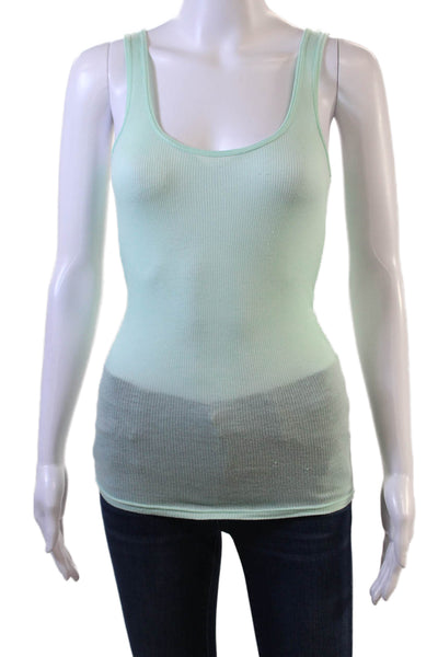 Michael Stars Women Sleeveless Linen Tank Round Neck Green 90s Size One Size
