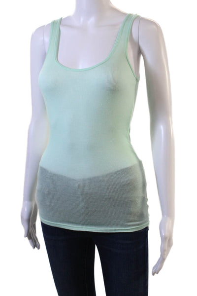 Michael Stars Women Sleeveless Linen Tank Round Neck Green 90s Size One Size