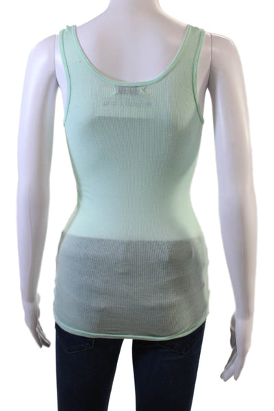 Michael Stars Women Sleeveless Linen Tank Round Neck Green 90s Size One Size