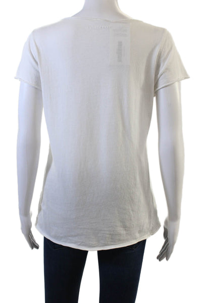 Zadig & Voltaire Women White Skull Graphic V-Neck T-Shirt Cotton Size S