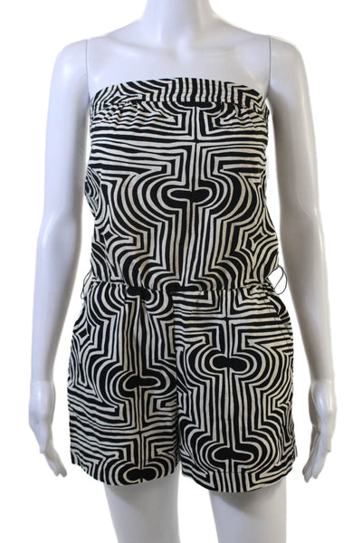 Trina Turk Women Sleeveless Sweetheart Neck Geometric Cotton Jumpsuit Size 0
