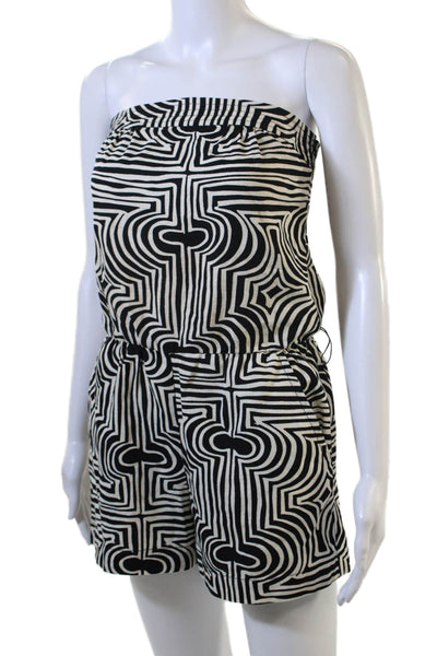 Trina Turk Women Sleeveless Sweetheart Neck Geometric Cotton Jumpsuit Size 0
