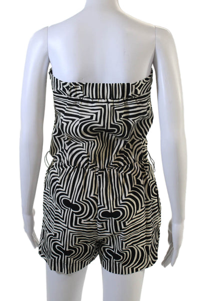 Trina Turk Women Sleeveless Sweetheart Neck Geometric Cotton Jumpsuit Size 0