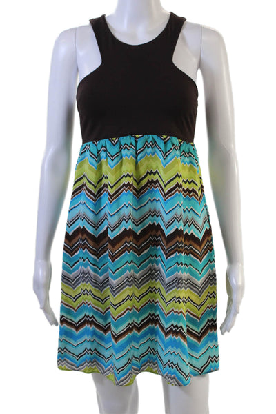Alice & Trixie Women Black Geometric Silk Sundress Sleeveless Short Size S
