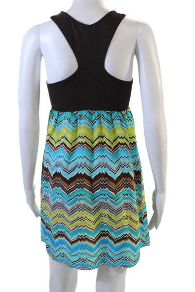 Alice & Trixie Women Black Geometric Silk Sundress Sleeveless Short Size S