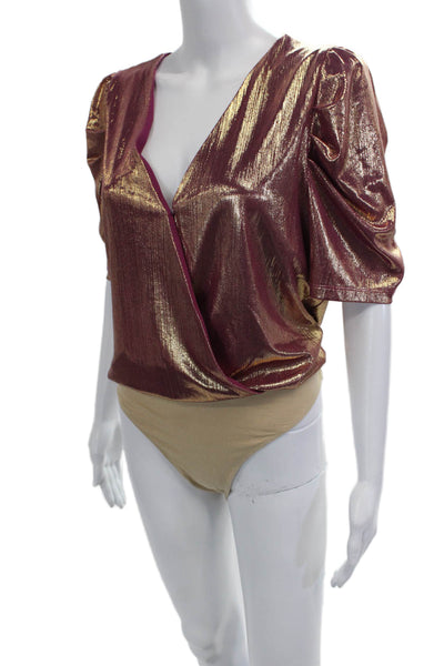 Wayf Women V-Neck Purple Blouse 3/4 Sleeve Polyester Size L