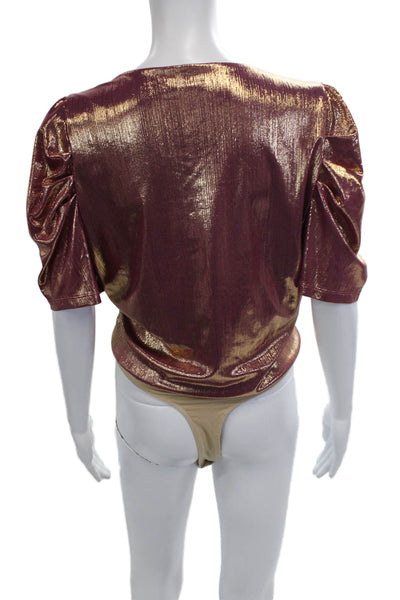 Wayf Women V-Neck Purple Blouse 3/4 Sleeve Polyester Size L