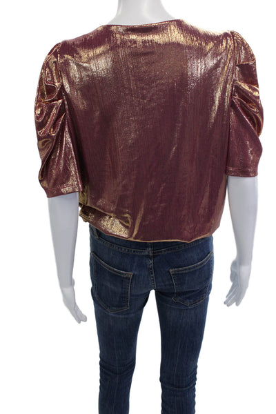 Wayf Women V-Neck Purple Blouse 3/4 Sleeve Polyester Size L