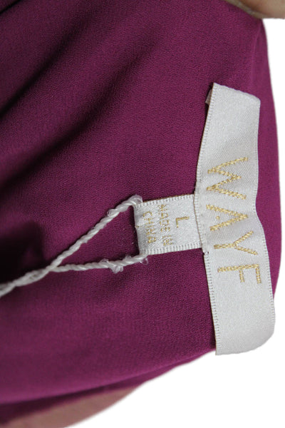 Wayf Women V-Neck Purple Blouse 3/4 Sleeve Polyester Size L
