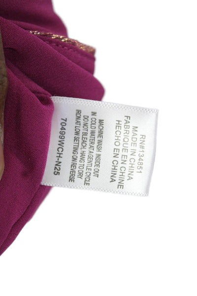 Wayf Women V-Neck Purple Blouse 3/4 Sleeve Polyester Size L