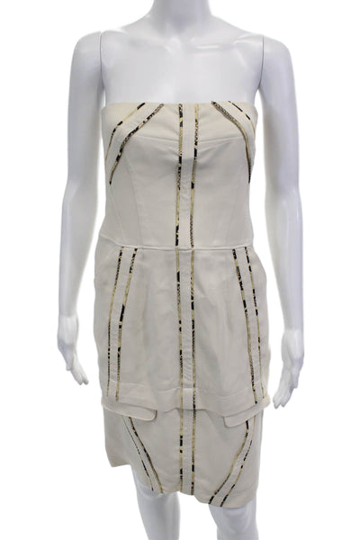 Altuzarra, Women Sheath Dress Beige Striped Sleeveless Cotton Size 8