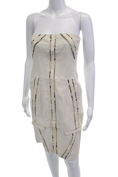 Altuzarra, Women Sheath Dress Beige Striped Sleeveless Cotton Size 8