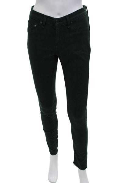 Rag & Bone Jean Womens Skinny Jeans Green Mid Rise Button Size 28