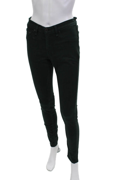 Rag & Bone Jean Womens Skinny Jeans Green Mid Rise Button Size 28